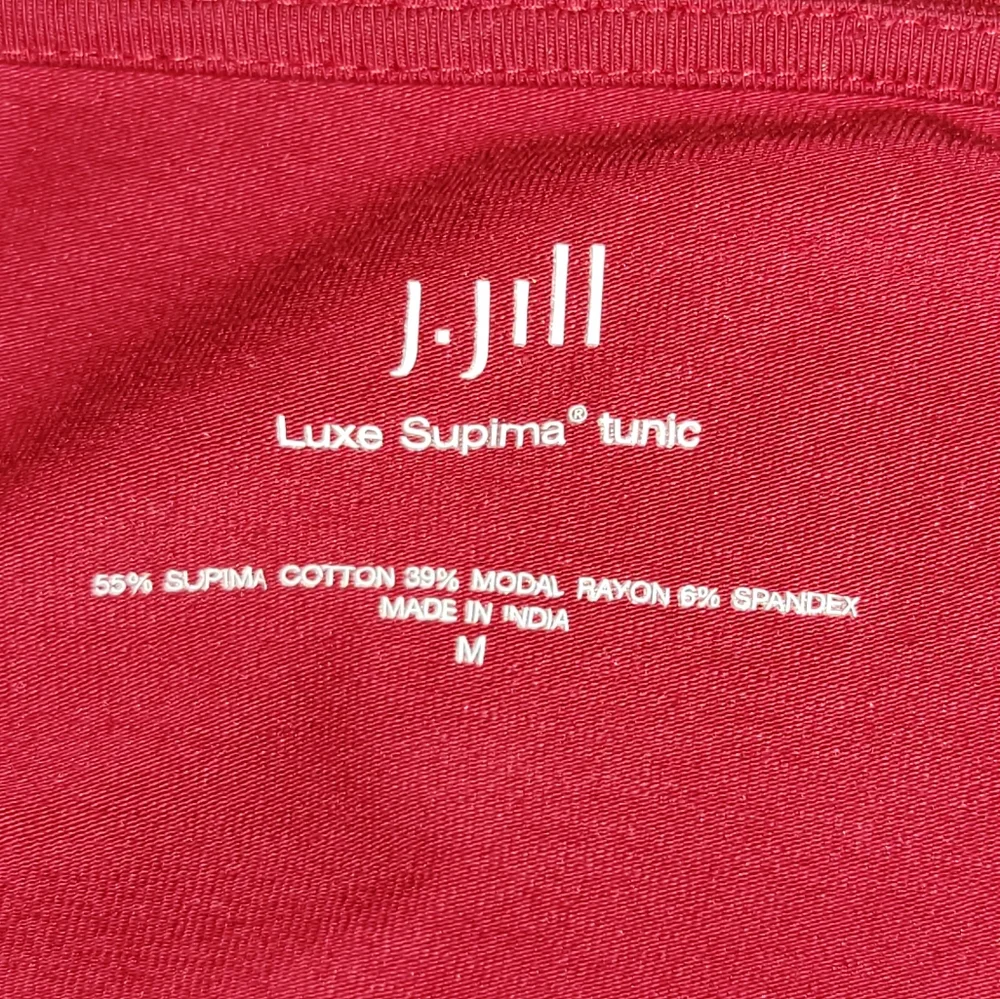 J. Jill luxe Smsupima tunic top women's medium red long sleeve cotton modal